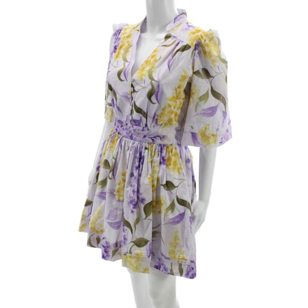 Paola Zuin Women Fit & Flare Dress Multicolor Cotton Collared Button Size 40 - Picture 2 of 7